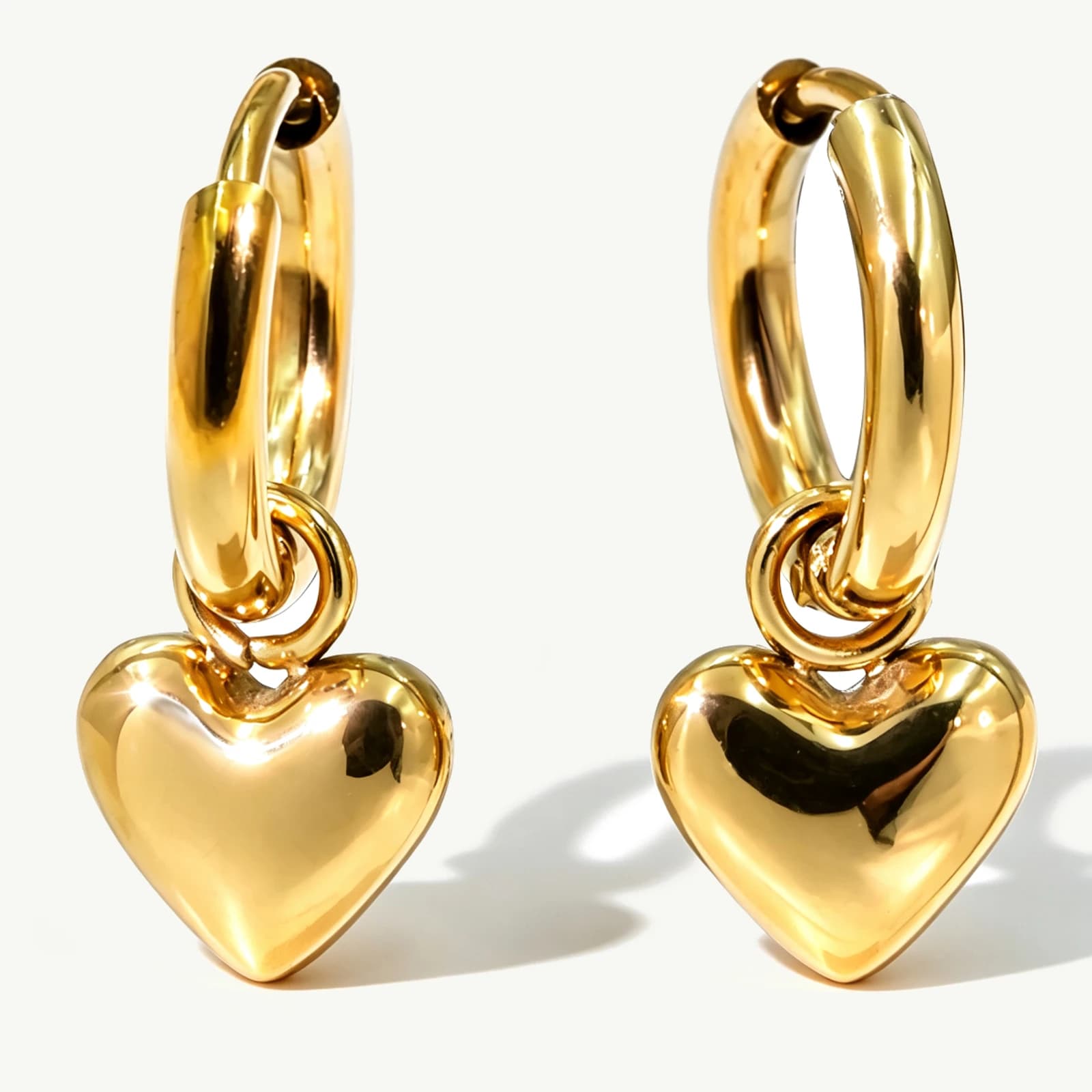 Heart Charm Hoop Earrings in stainless steel