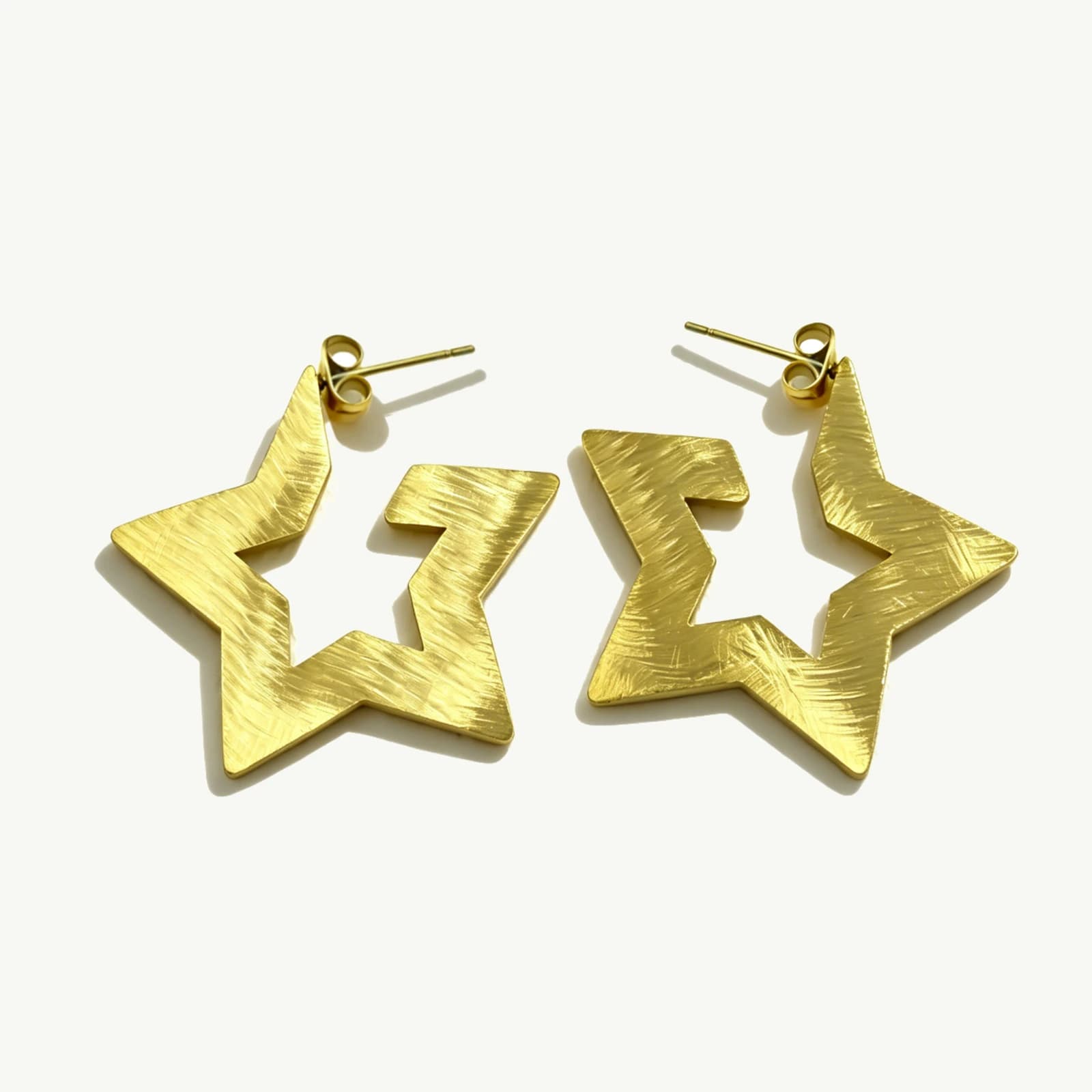 Textured Lightning Bolt Stud Earrings, stainless steel