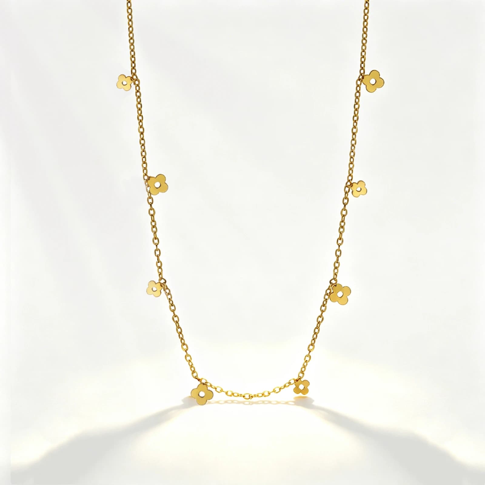 Flower Chain Necklace in gold-tone stainless steel