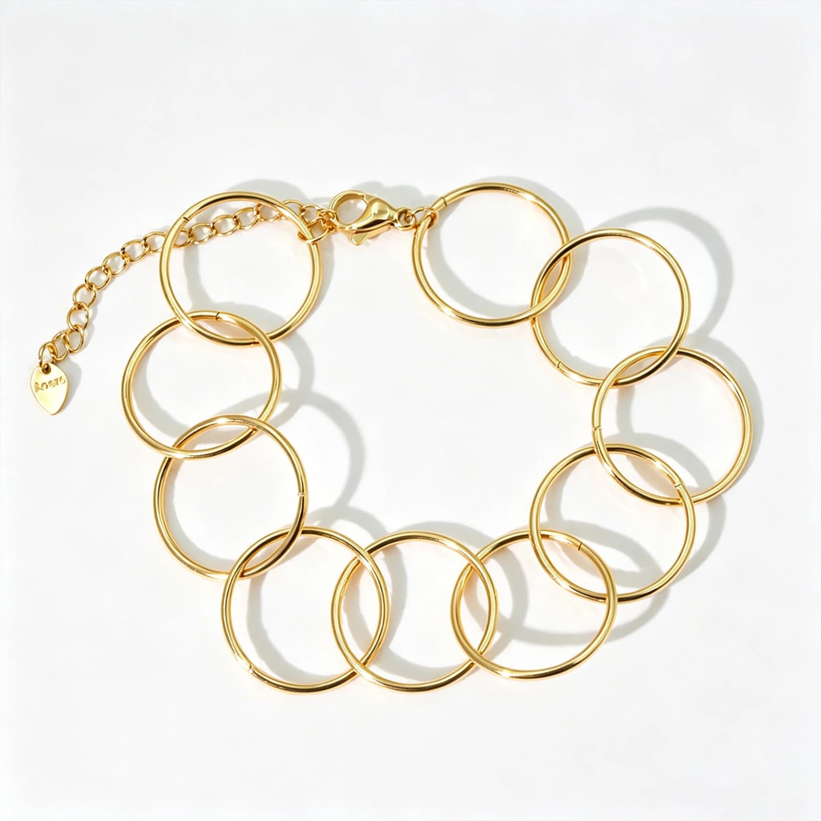 Large Round Link Bracelet in stainless steel