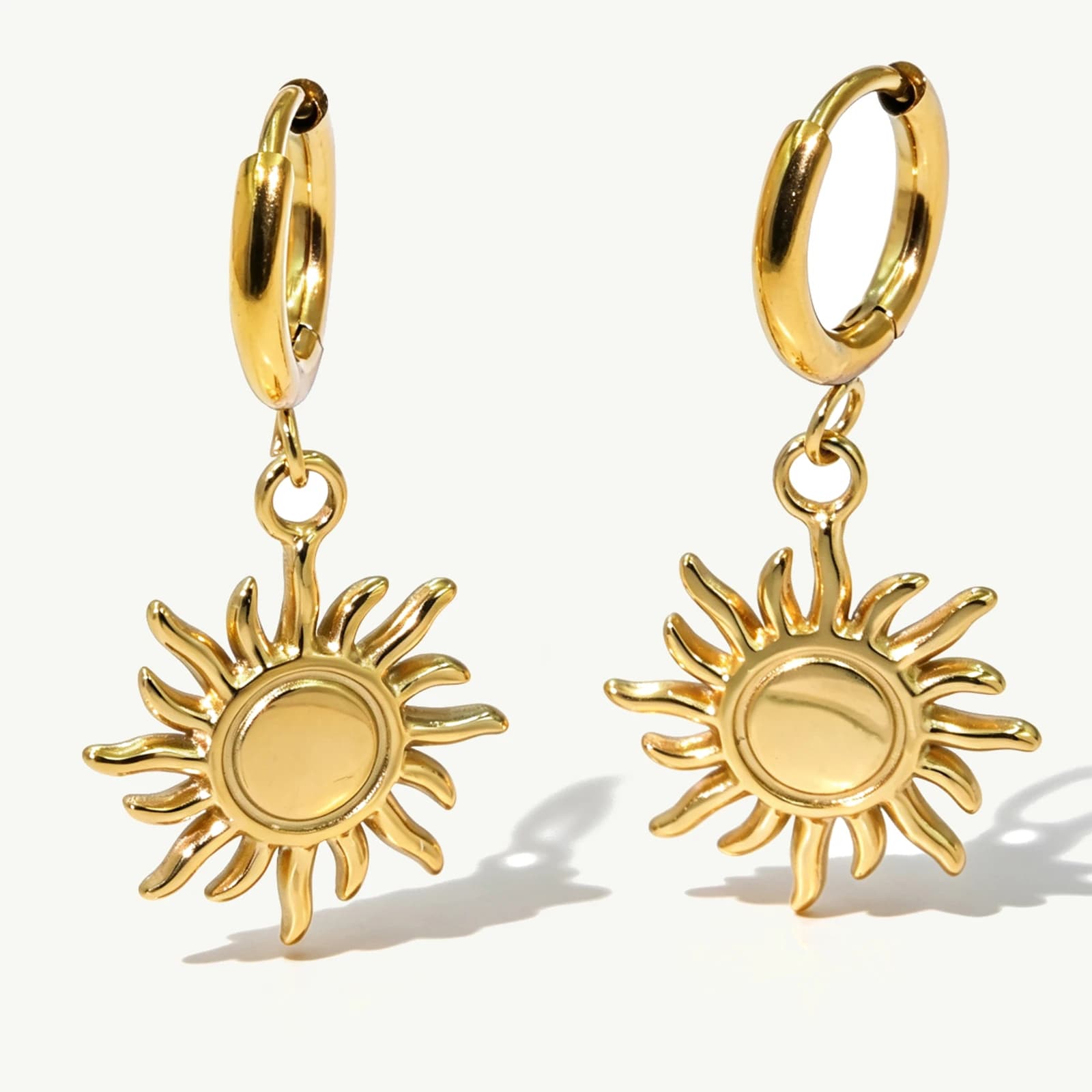 Sun Charm Hoop Earrings in stainless steel