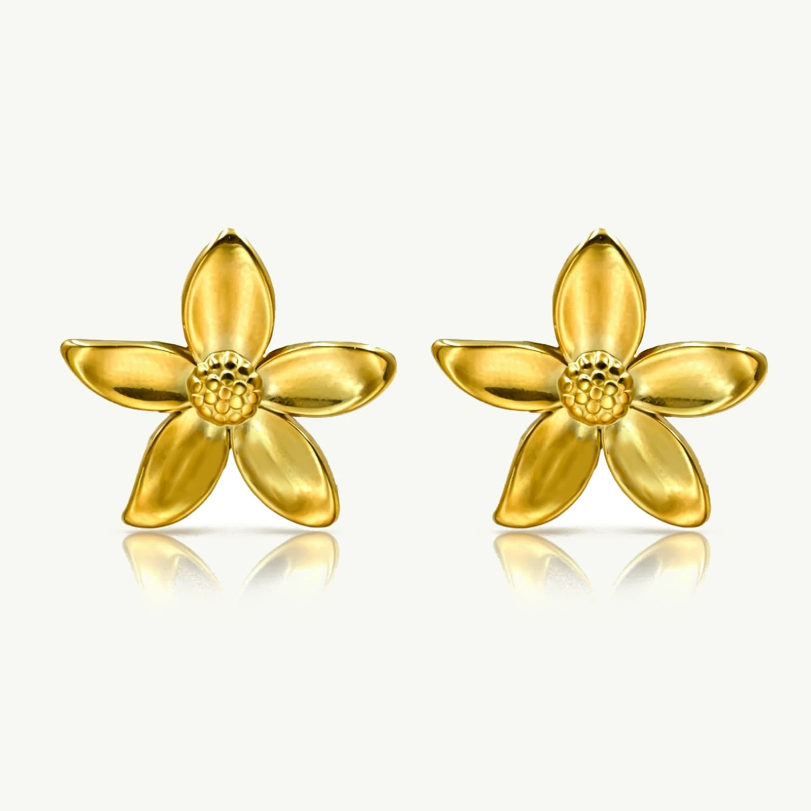 Five-Petal Flower Stud Earrings, stainless steel