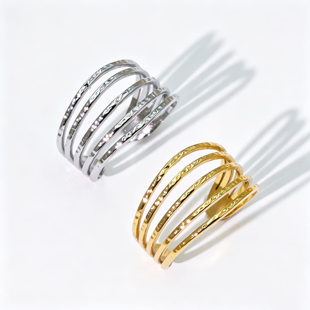Openwork Striped Adjustable Ring